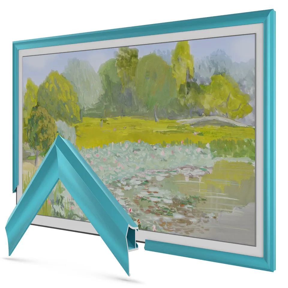 Prismatic Caribbean Turquoise Alloy TV frame — frame view