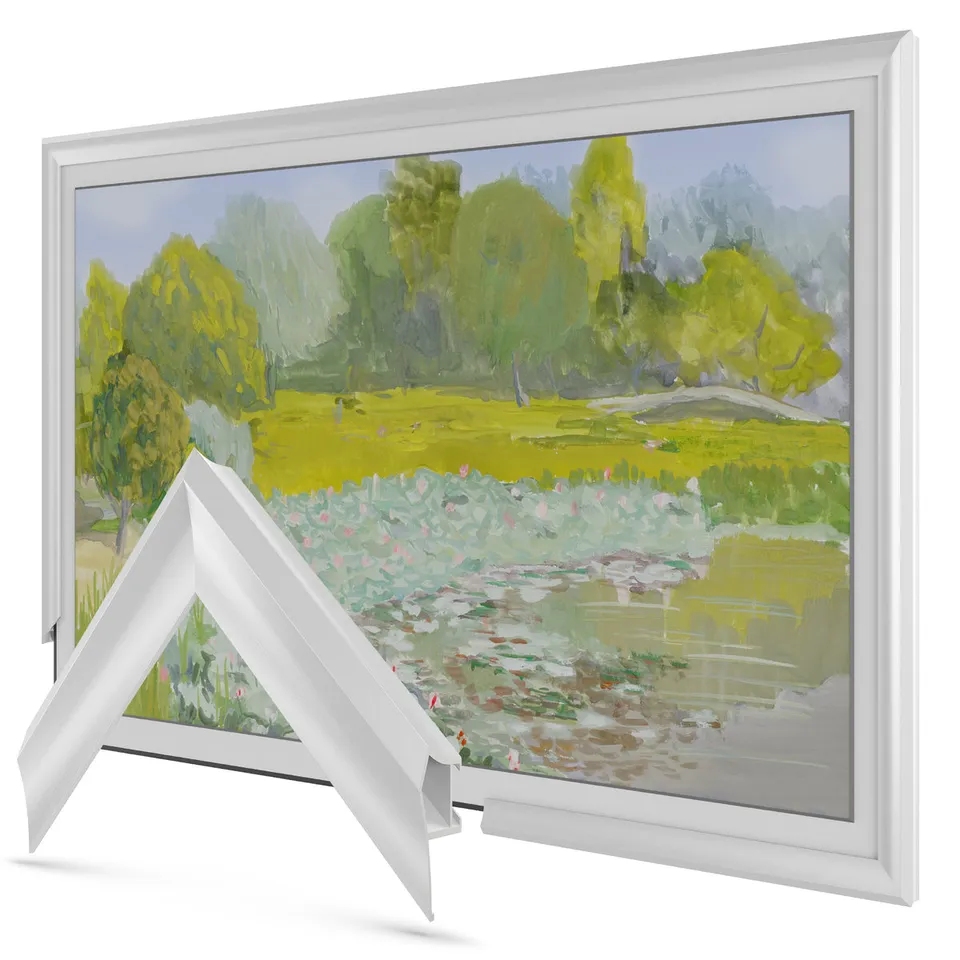 Prismatic Pure White Alloy TV frame — frame view