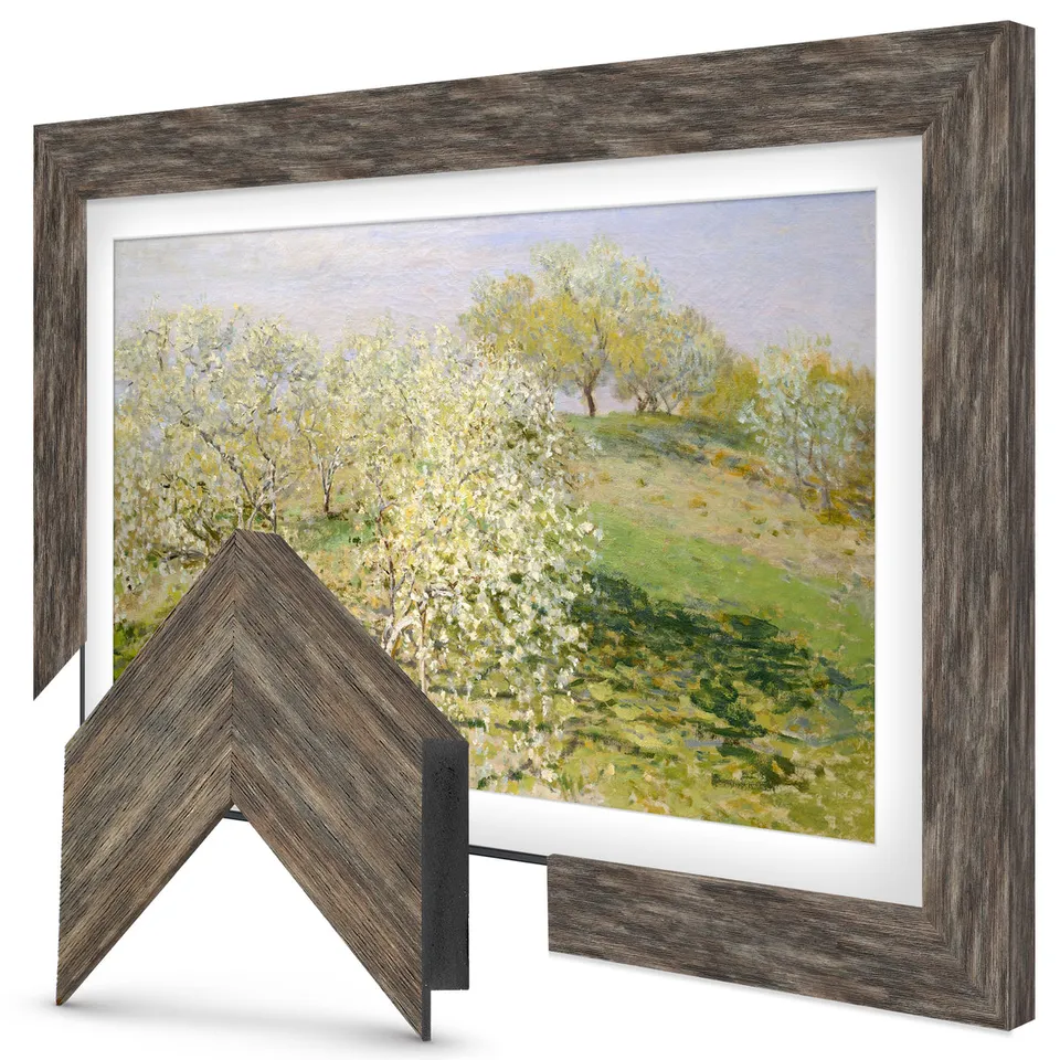 Distressed Barnwood Premiere TV frame — frame view