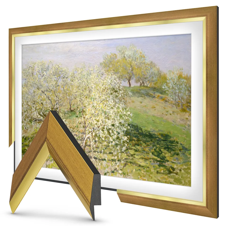 Modern Gold Leaf Slim TV frame — frame view