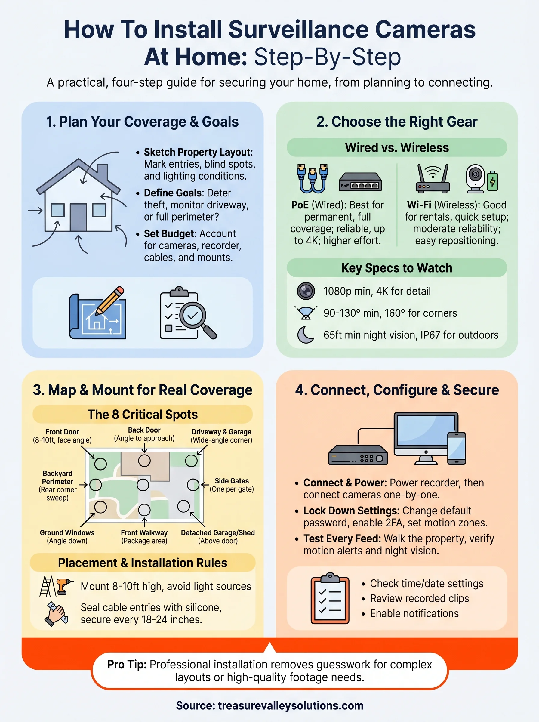 how to install surveillance cameras at home infographic