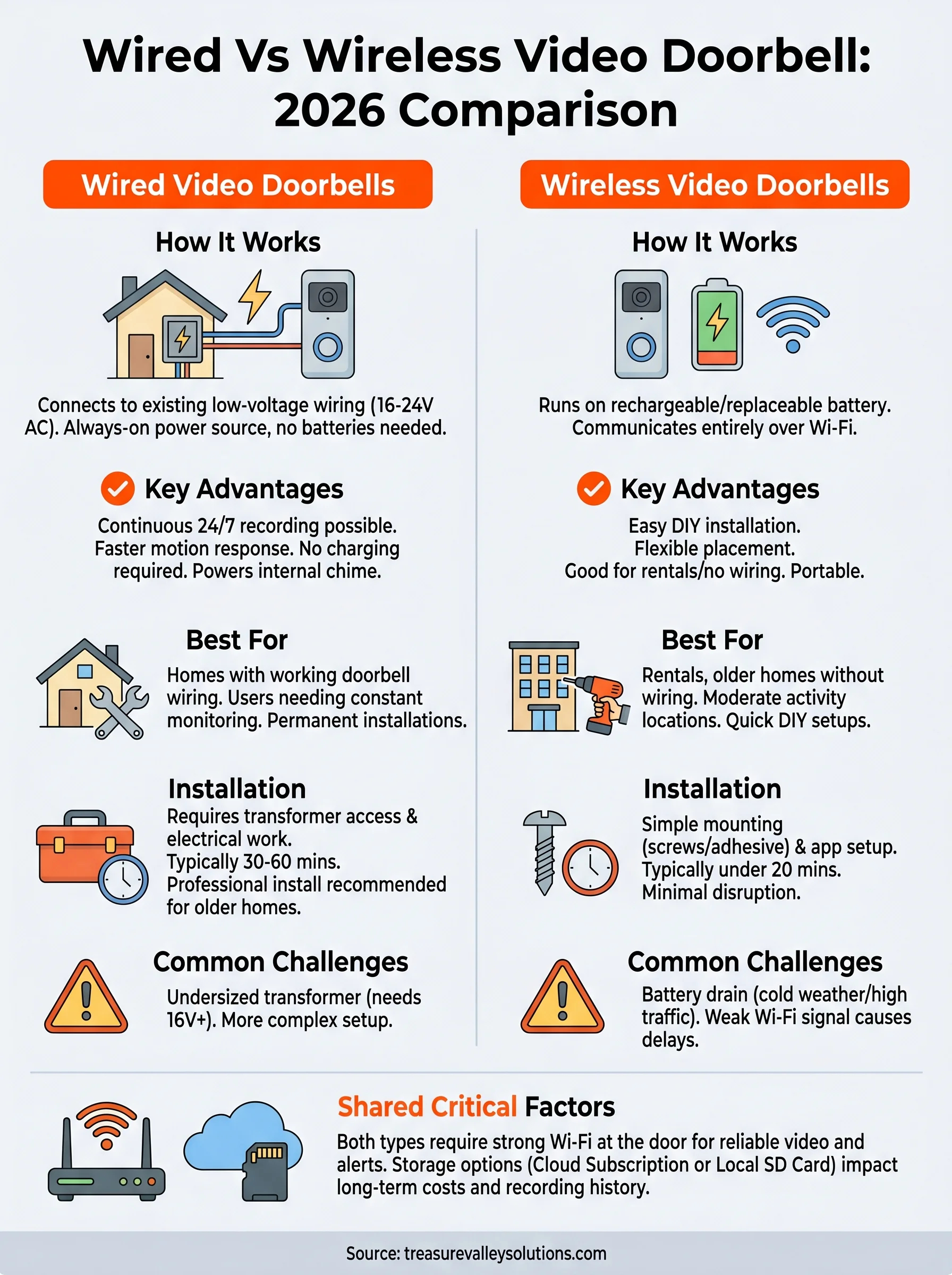 wired vs wireless video doorbell infographic