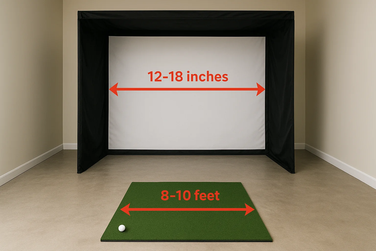 Where the screen goes and how far back to set the tee line