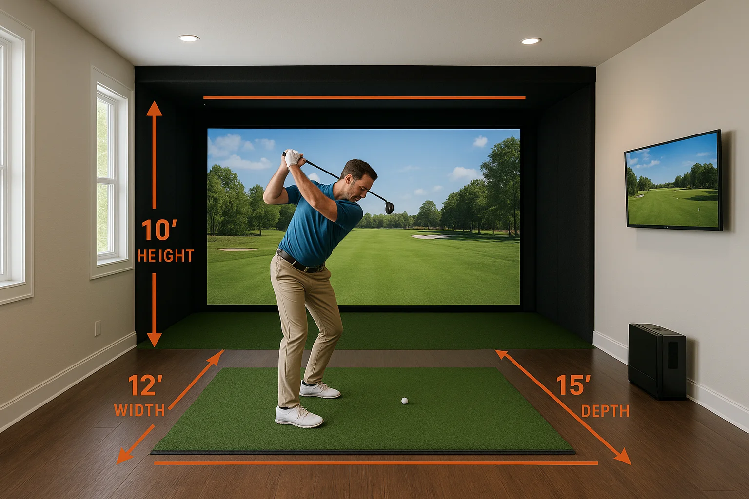 Golf Simulator Room Requirements: Minimum Size & Layout | TVS Blog