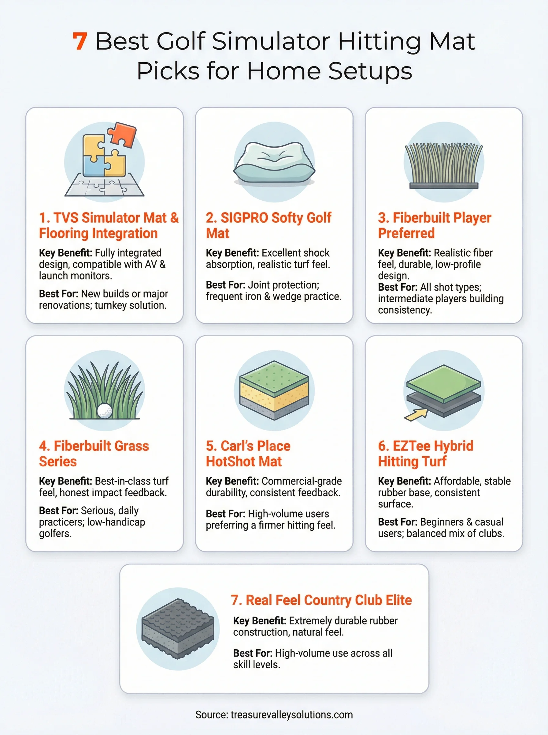 golf simulator hitting mat infographic