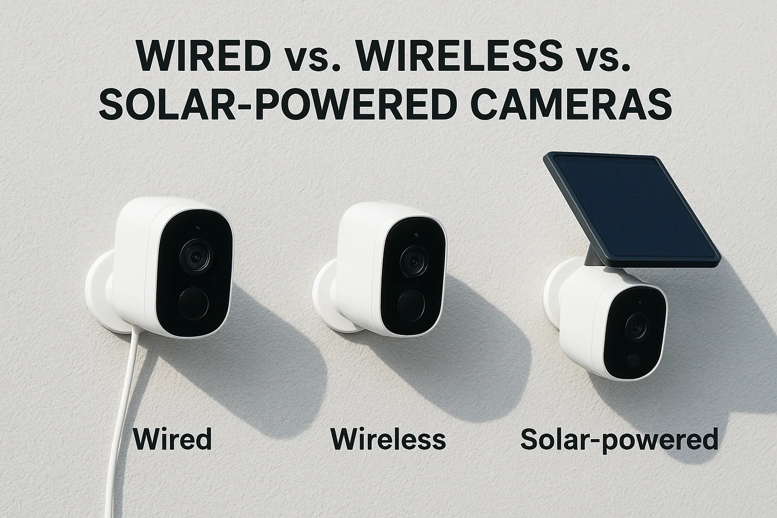 13. Wired vs. wireless vs. solar-powered cameras