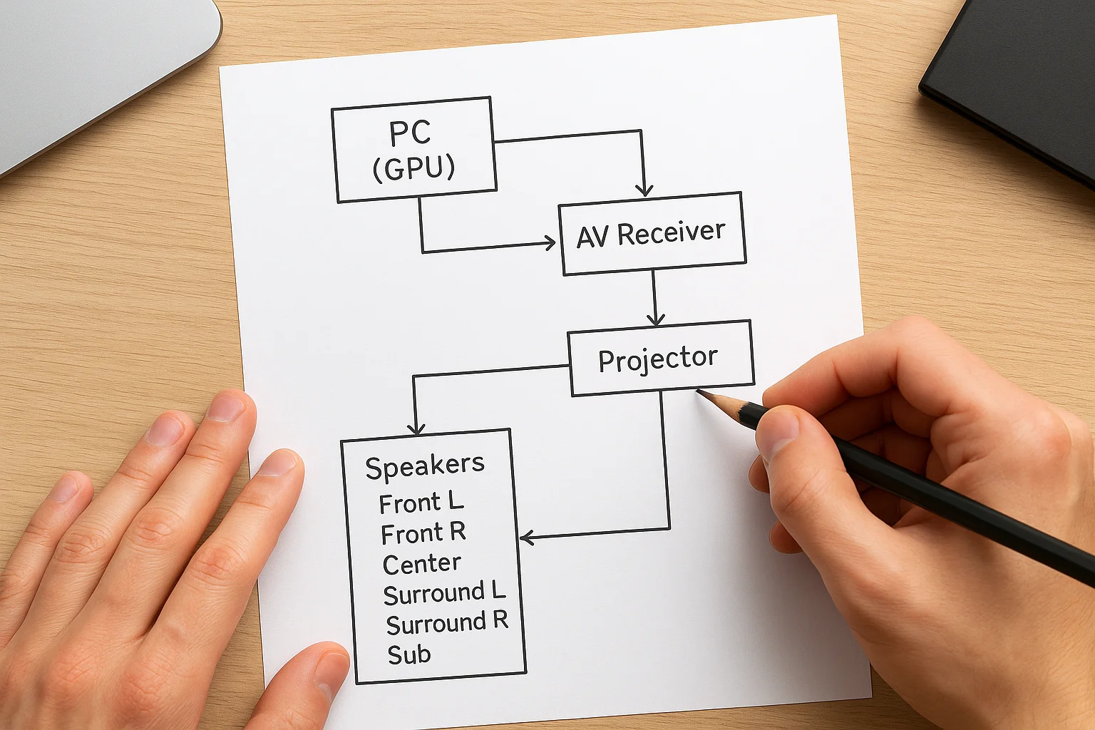 Draw a simple signal flow diagram
