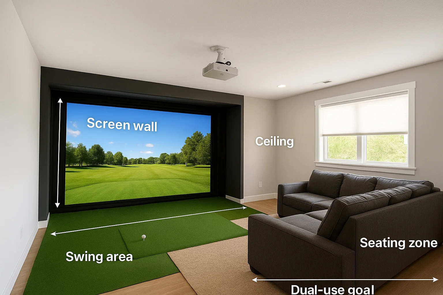 Map the room's dimensions and dual-use goals