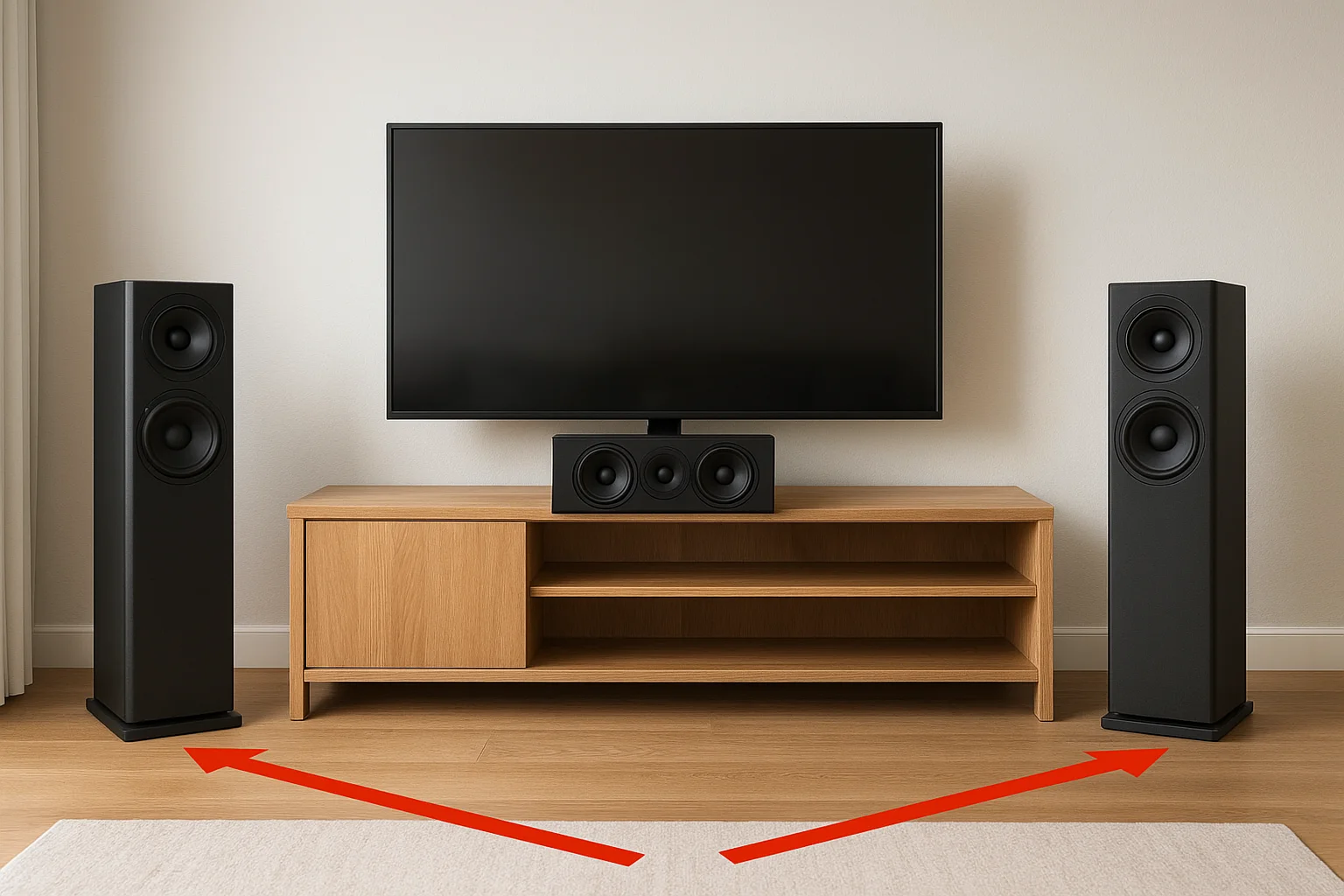 Front left and right speaker angles