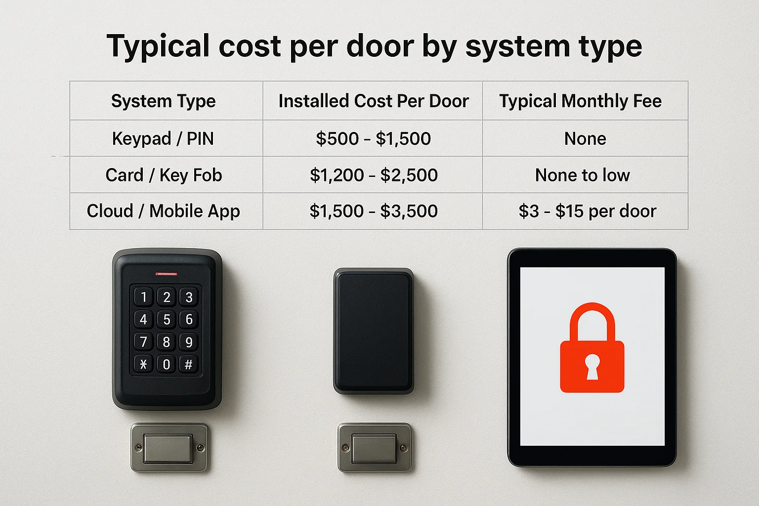 Typical cost per door by system type