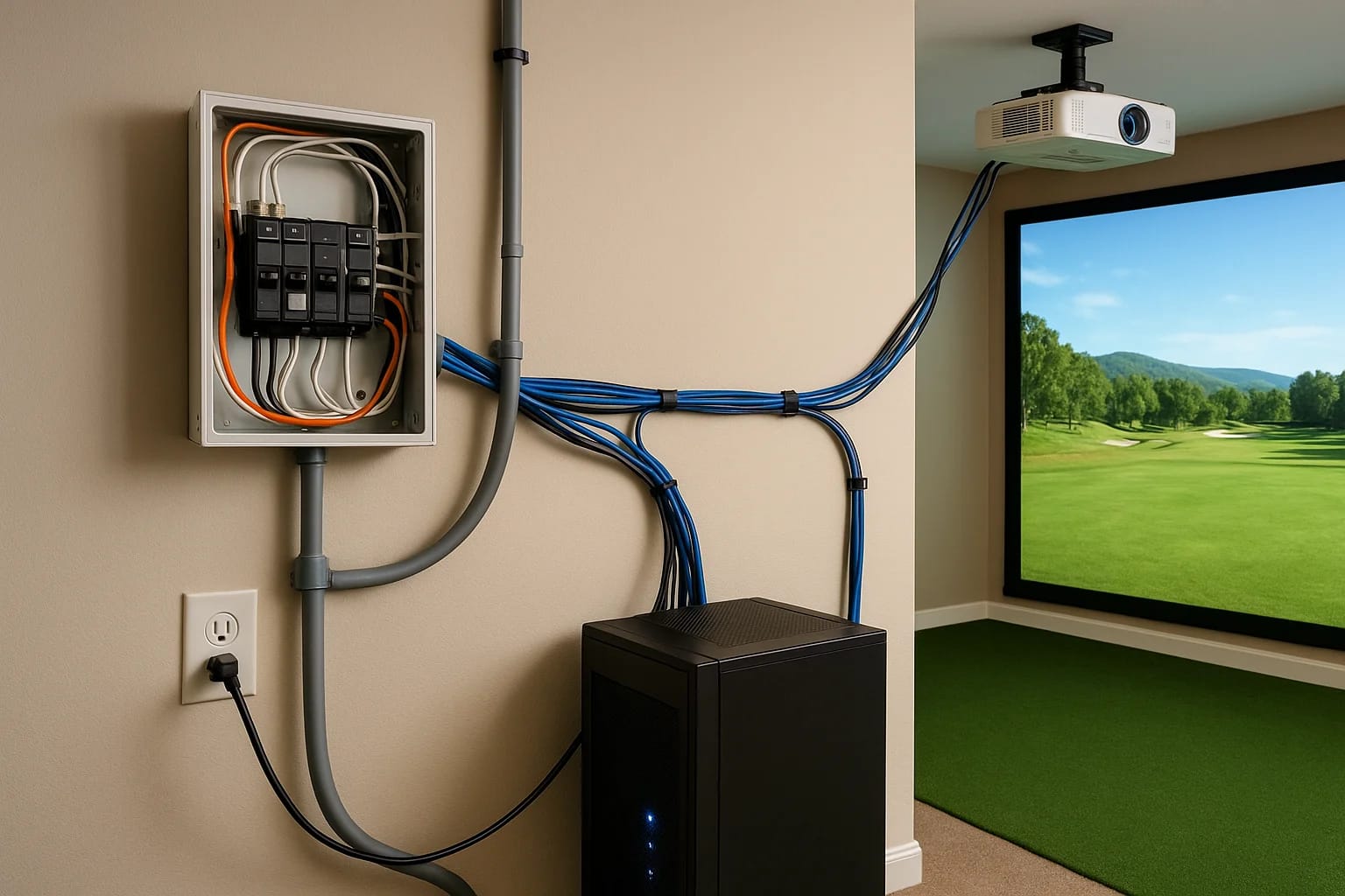 Golf Simulator Wiring Setup: Power, HDMI, And Cable Plan