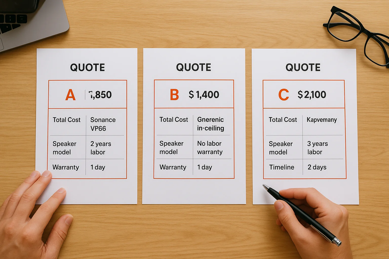 Line up quotes side by side