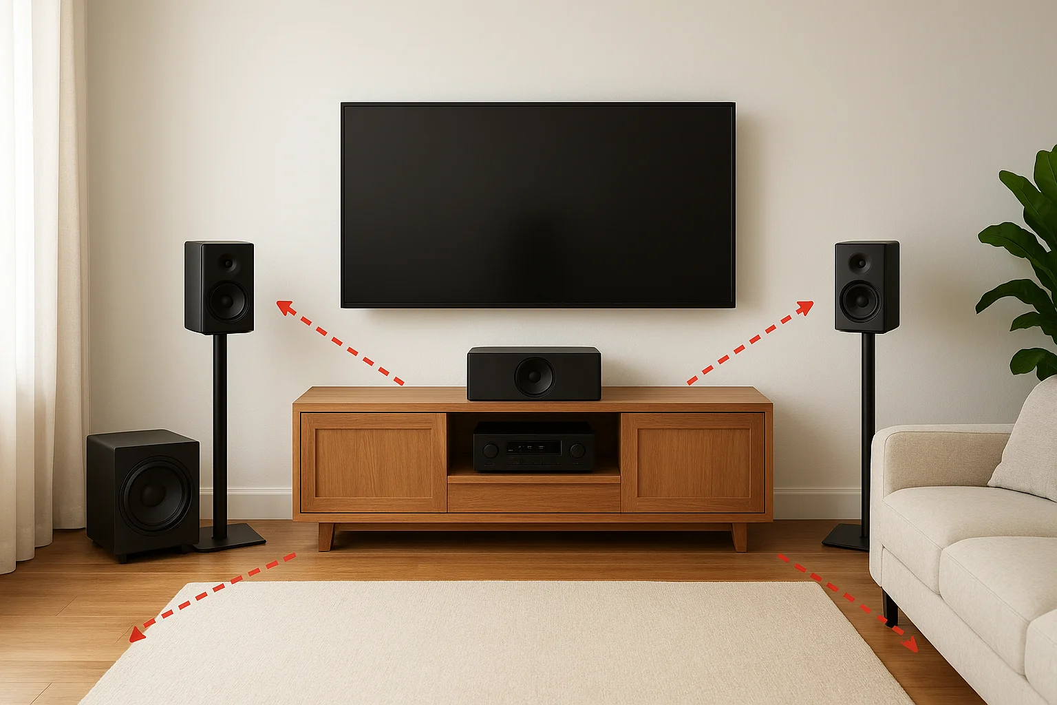 Position each speaker correctly