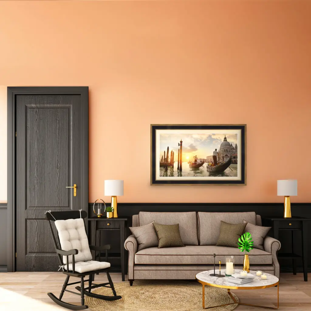 Samsung Frame Tv with Antique Gold Frame